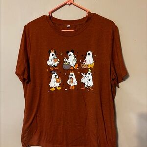 Disney Brown Short Sleeve Tee with Halloween Characters